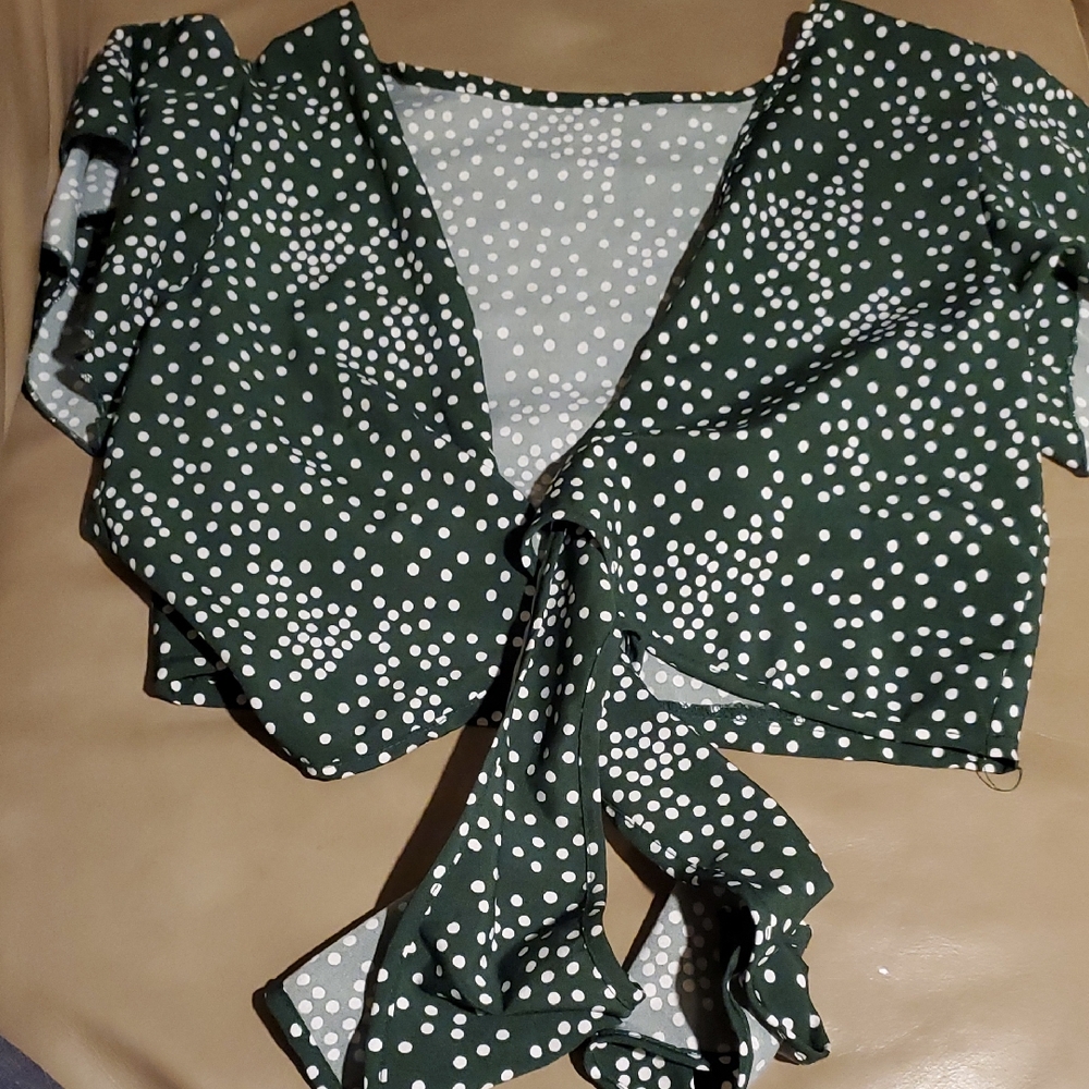 Green Polka Dot Women's Top